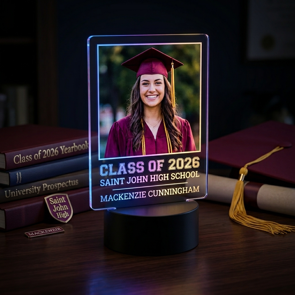 Personalized Graduation LED Lamp – Class of 2026 Custom Acrylic Photo Light Gift (Canada)