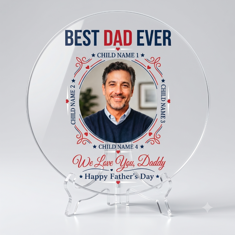 Personalized "Best Dad Ever" Family Fist Acrylic Plaque